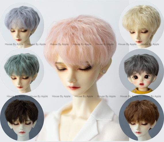 BJD short small curly hair high temperature heat resistant fiber wig for  1/3 SD 1/4 msd 1/6 yosd doll wig
