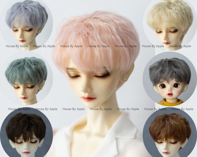 BJD short small curly hair high temperature heat resistant fiber wig for  1/3 SD 1/4 msd 1/6 yosd doll wig