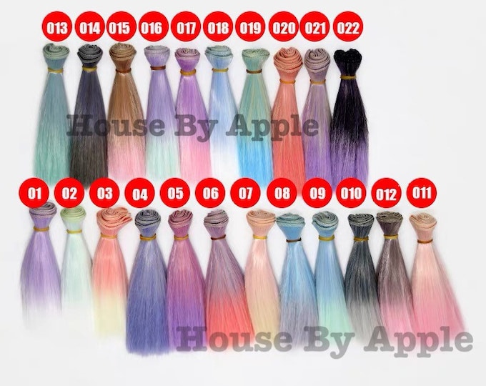 Doll Hair Long Gradient color wefts for BJD/SD/Yosd/Monster high/Blythe/1:6/LatiYellow doll making custom doll wig custom dolls DIY doll wig
