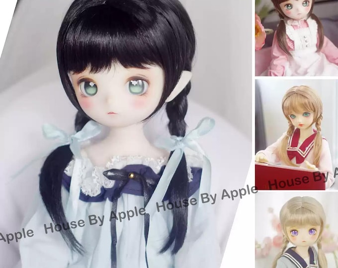 BJD French Two Braids Plaits Hair Imitation Mohair Wig for 1/3 SD 1/4 msd doll wig