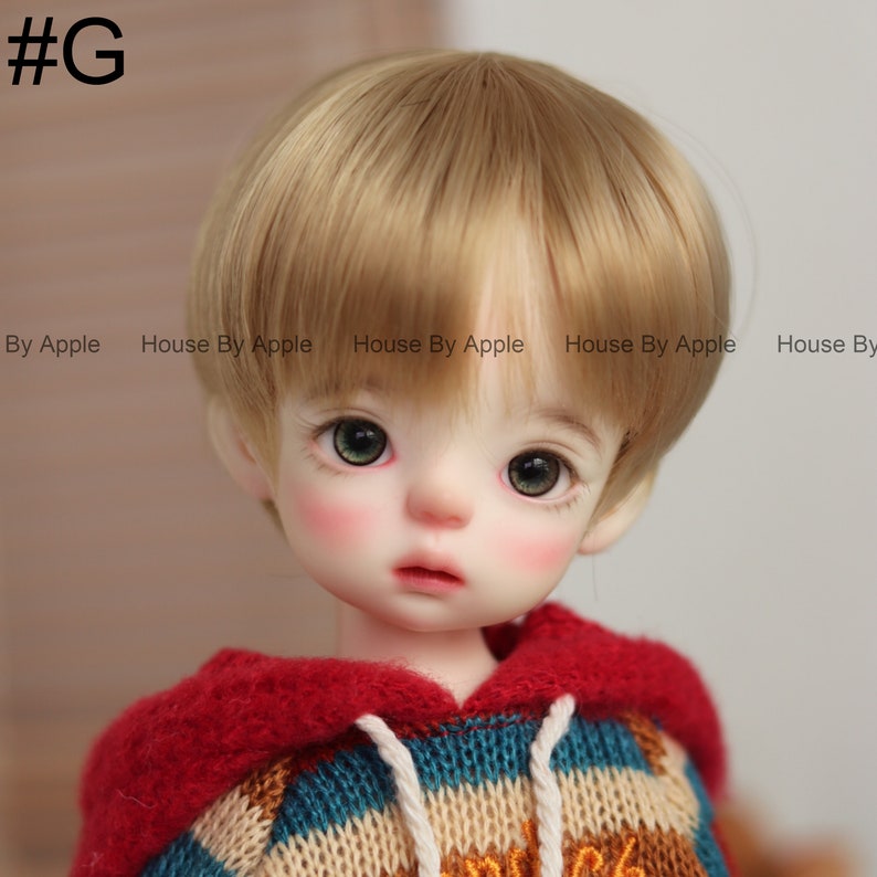BJD Side Part Short Length With Bangs Boyish high temperature heat resistant fiber wig for 1/3 SD 1/4 msd 1/6 yosd doll wig image 8
