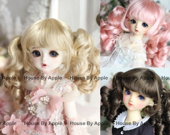 BJD Cute Double Ponytail Curls Hair Imitation Mohair Wig for 1/3 SD 1/4 msd 1/6 yosd doll wig 6-7" 7-8" 8-9" BJD Dolls Minifee Wig