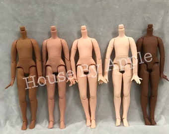 Jointed Doll Body, Blythe Doll Replacement Body, Tan Licca Body