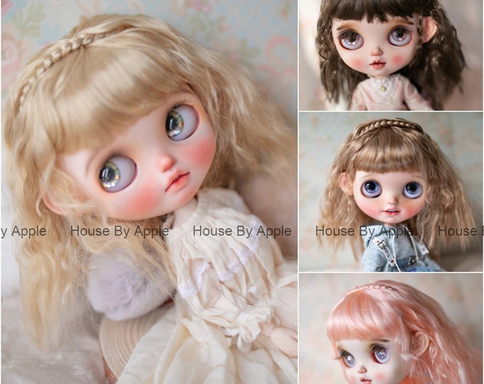 Blythe Doll Wig Braid Medium Hairstyle Imitation Mohair Wig Doll Wig 9-10 inch wig BJD Wig qbaby wig