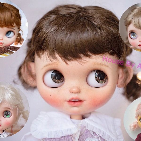 BJD Cute Blythe Wig Double Tails Hair Imitation Mohair Wig for Blythe 9-10inch Pullip wig lovely Style qbaby Doll Wig