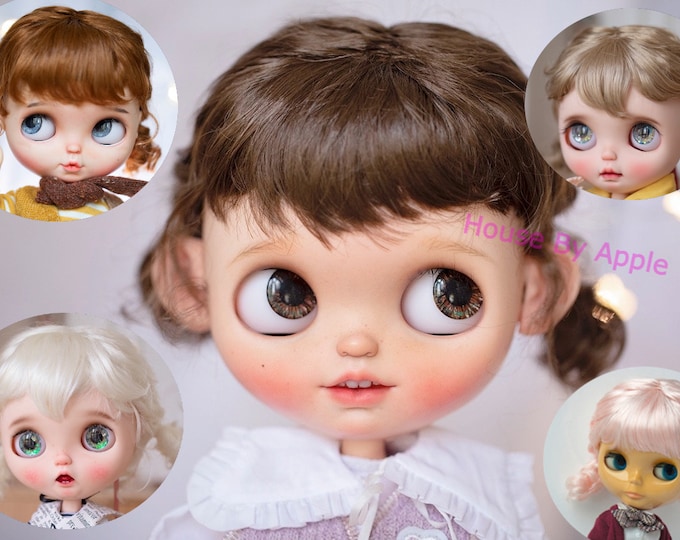 BJD Cute Blythe Wig Double Tails Hair Imitation Mohair Wig for Blythe 9-10inch Pullip wig lovely Style qbaby Doll Wig