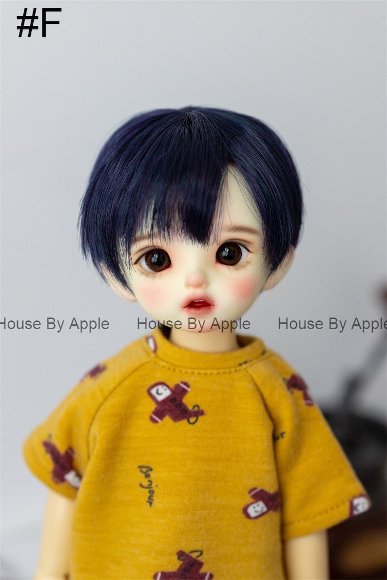 BJD Side Part Short Length With Bangs Boyish high temperature heat resistant fiber wig for 1/3 SD 1/4 msd 1/6 yosd doll wig image 7