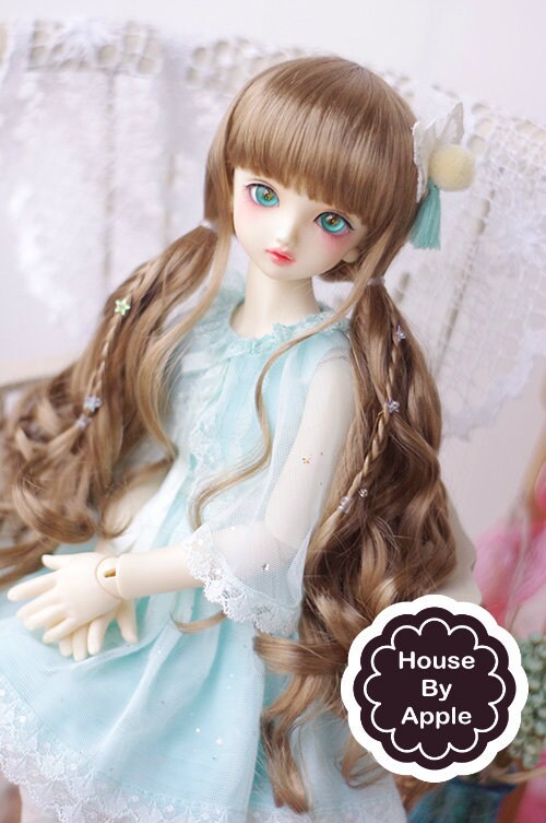 Brown 6-7/" Mohair Yo-SD BJD SD Mohair Pigtail Wig