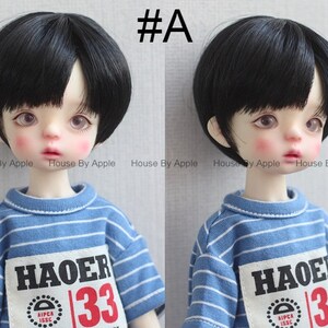 BJD Side Part Short Length With Bangs Boyish high temperature heat resistant fiber wig for 1/3 SD 1/4 msd 1/6 yosd doll wig image 2