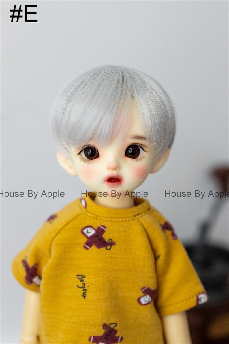 BJD Side Part Short Length With Bangs Boyish high temperature heat resistant fiber wig for 1/3 SD 1/4 msd 1/6 yosd doll wig image 6