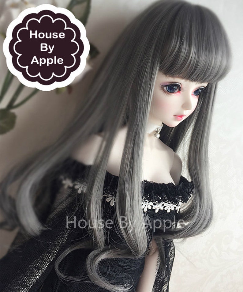 BJD Doll 1//3 9-10 Wig Long Wave Hair Slanted Bangs High Temperature Fiber Girl
