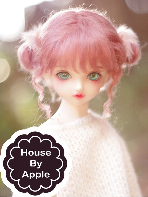 8 Doll Wig Long Curly Pink Fade BJD Ball Jointed Doll Size 6 9 NEW 7