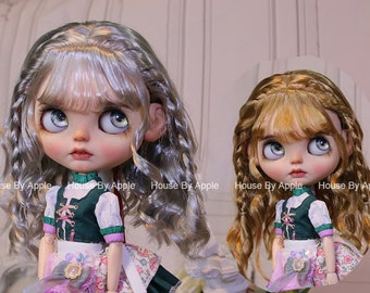 BJD Cute Blythe Wig Double Braids Wave Hair Imitation Mohair Wig for Blythe 9-10inch Pullip wig lovely Style Doll Wig