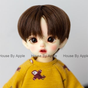 BJD Side Part Short Length With Bangs Boyish high temperature heat resistant fiber wig for 1/3 SD 1/4 msd 1/6 yosd doll wig image 5