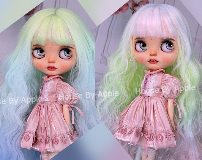 Blythe Doll Wig Long Gradient Macaron Colour Wig Doll Wig 9-10inch Pullip wig