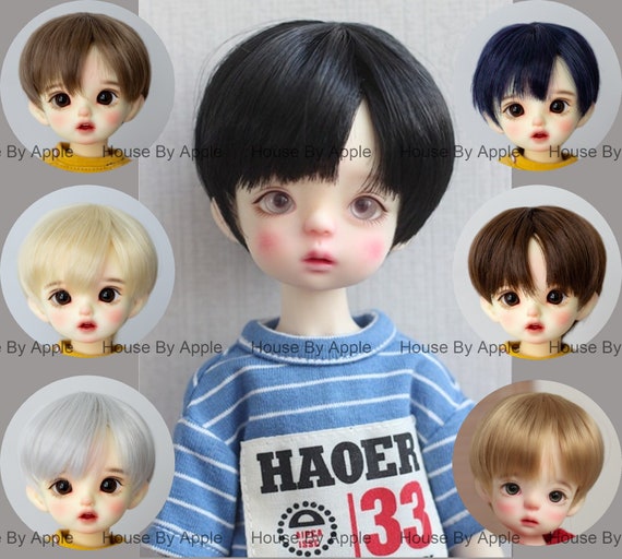 BJD Side Part Short Length With Bangs Boyish high temperature heat resistant fiber wig for  1/3 SD 1/4 msd 1/6 yosd doll wig