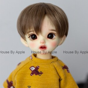 BJD Side Part Short Length With Bangs Boyish high temperature heat resistant fiber wig for 1/3 SD 1/4 msd 1/6 yosd doll wig image 3