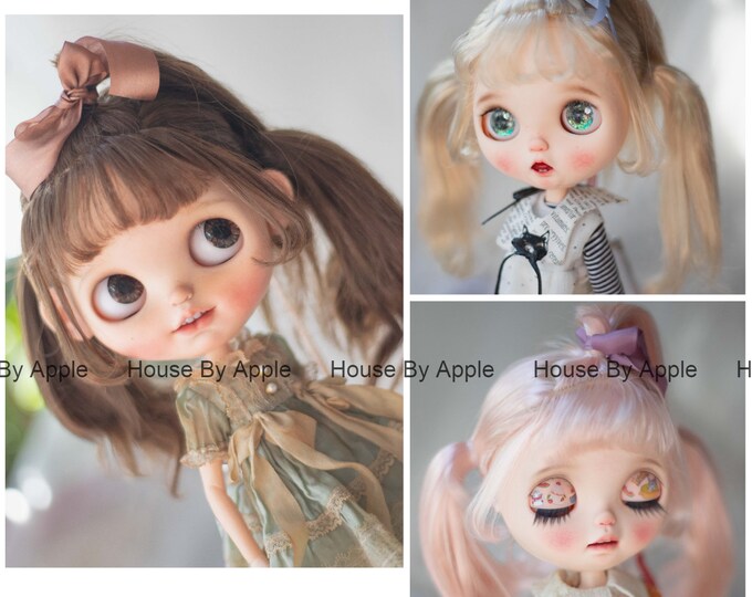 Hand-woven shapes Blythe Doll Wig Doll Wig 9-10 inch wig BJD Wig Qbaby Doll Wig