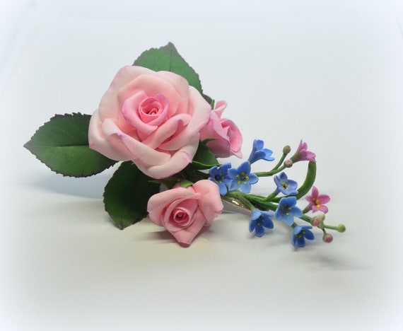 pink rose hair clip