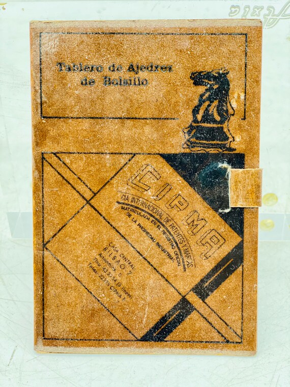 Antiguo Ajedrez de Bolsillo con Publicidad