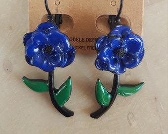 boucles d'oreilles LOL Bijoux fleur bleue