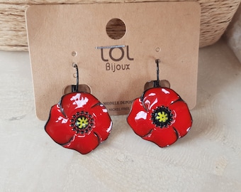 boucles d'oreilles LOL Bijoux coquelicot rouge