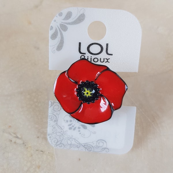 bague LOL Bijoux coquelicot rouge