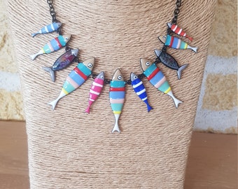 collier sardines enfilade de poissons LOL Bijoux