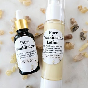 Frankincense Resin infused oil and Lotion set, facial oil blend, castor oil,black seed oil,rosehip oil,organic,handmade gift