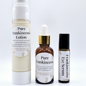 Weihrauch Boswelia Carteri Lotion Augenserum und Gesichtsöl Set Bio Handgemachtes Hautpflege Geschenk für Mama