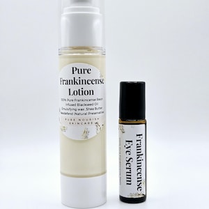 Frankincense Resin Lotion and Eye Serum Set: Organic Handmade Skincare