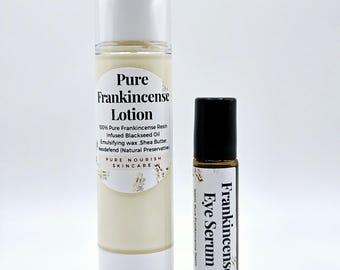 Frankincense Resin Lotion and Eye Serum Set: Organic Handmade Skincare