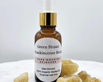 Green Hojari Frankincense Resin Oil: Organic Jojoba, Boswellia Sacra, Face oil, Moisturizing Serum