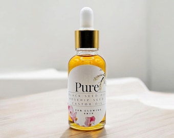 Organic Facial Serum | Black Seed Rosehip & Castor Oil | Natural Face Oil for Glowing Skin | Vegan Cold Pressed Skin Care