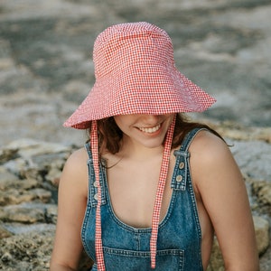 Bucket Hat, Oversized Bucket Hat, Gingham Bucket Hat, Yellow Bucket Hat