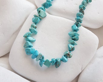 Turquoise Stone Necklace, Turquoise Chips Necklace, Turquoise Necklace, Turquoise Chips Stone Necklace, Turquoise Beads Necklace