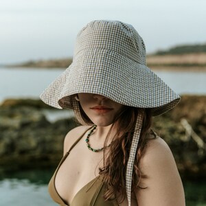 Bucket Hat, Oversized Bucket Hat, Gingham Bucket Hat, Yellow Bucket Hat