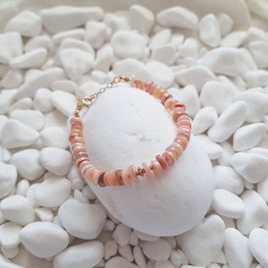 Bead, Bracelet, Rose, Quartz, Heshi, White, Pukka, Shell Bead, Bracelet, Rose, Quartz, Heshi, White, Pukka, Shell