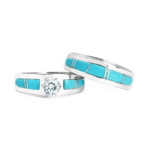 Turquoise Bridal Ring Set - Etsy