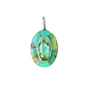 Oval Turquoise Stacked Inlay Pendant - Style 2