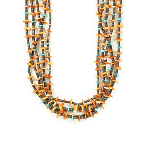 Orange Spiny Oyster Turquoise 5-Strand Necklace