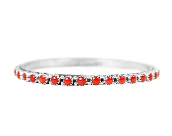 Natural Coral Eternity Bangle Bracelet