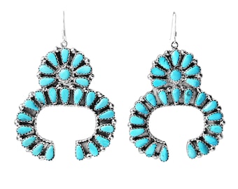 Squash Blossom Sleeping Beauty Turquoise Earrings