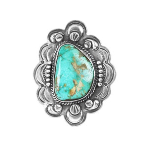 Turquoise Silver Statement Concho Ring