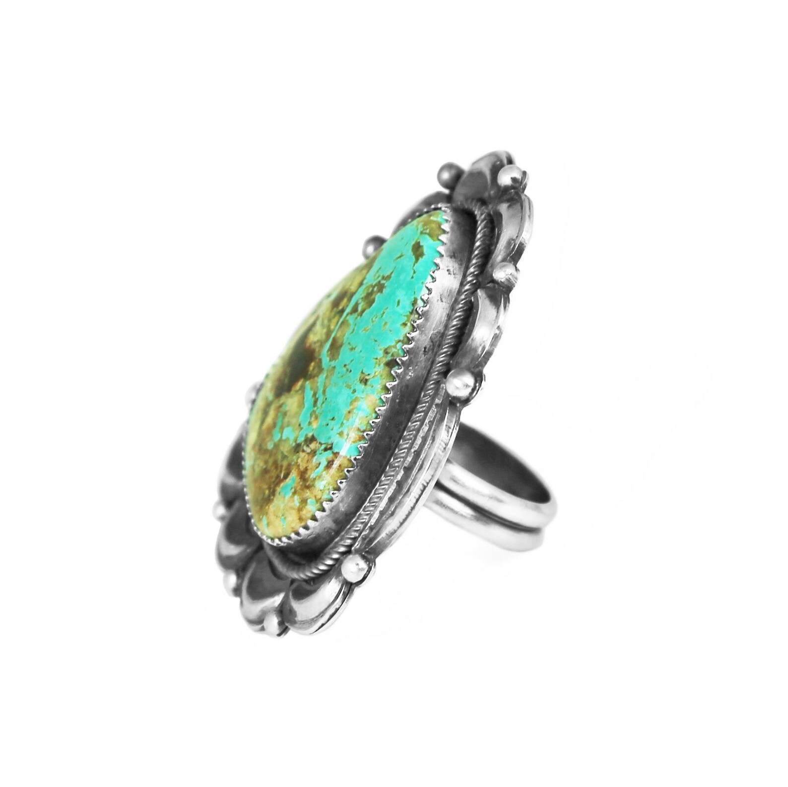 Kingman Turquoise Concho Statement Ring - Etsy