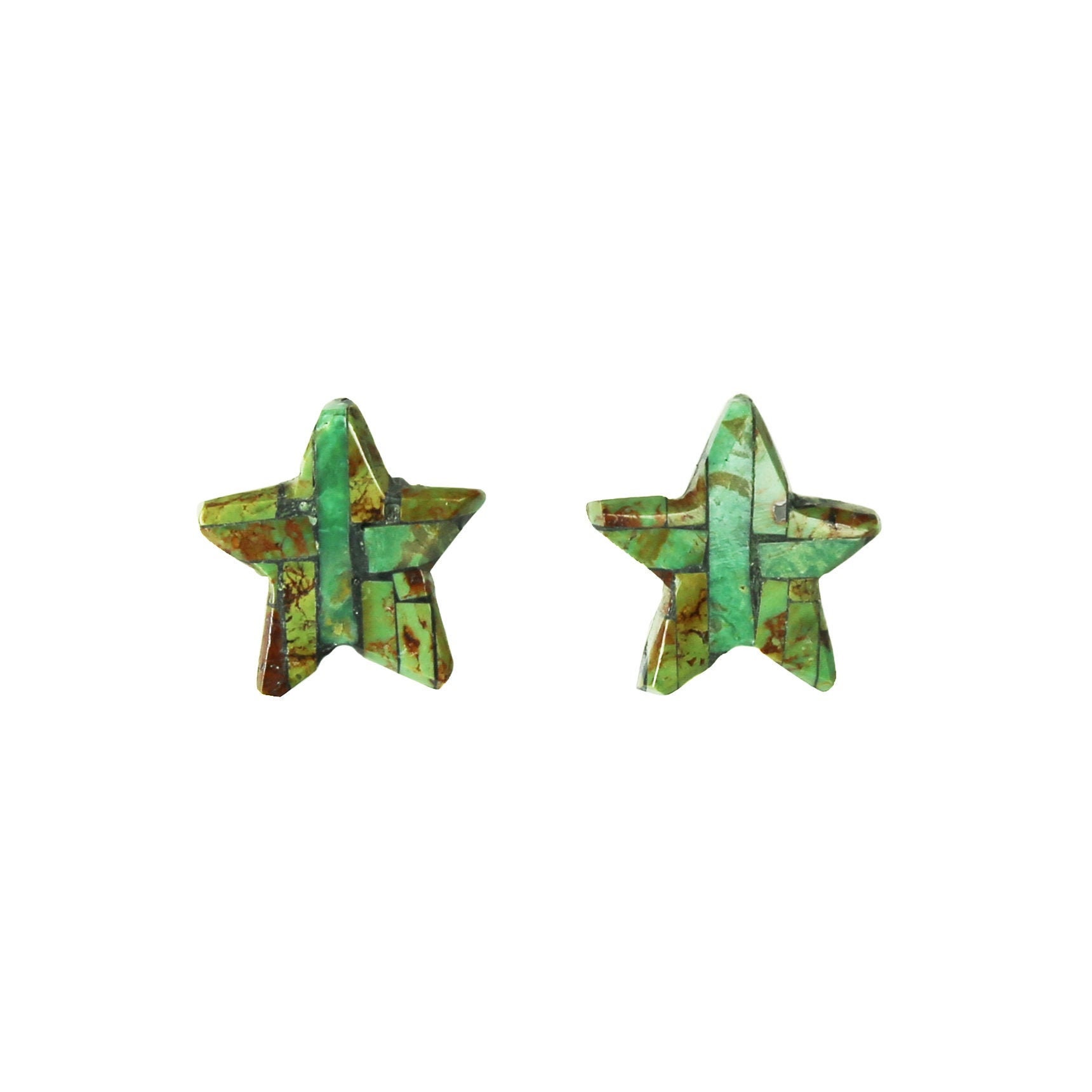 Mixed Turquoise Mosaic Star Inlay Post Earrings