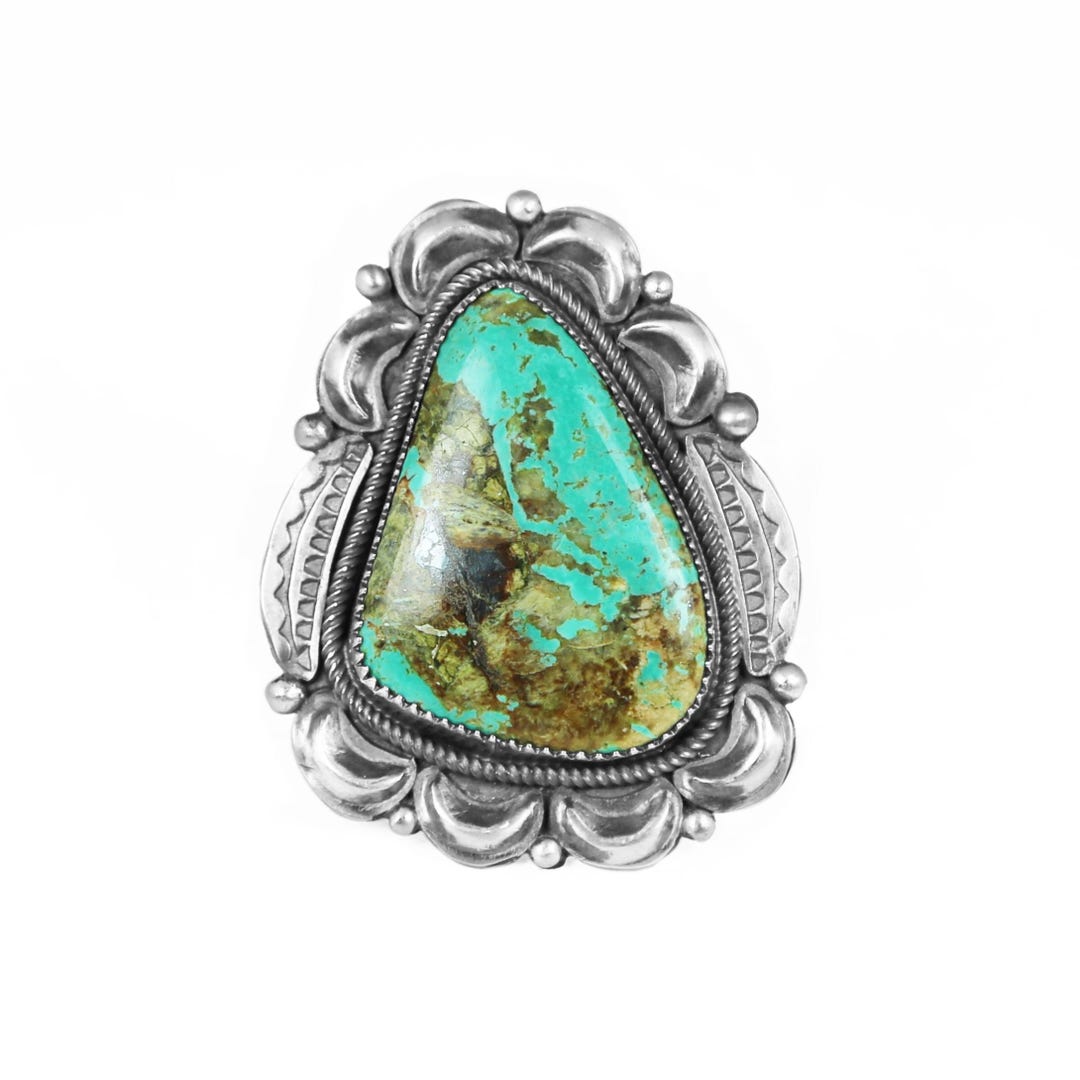 Kingman Turquoise Concho Statement Ring - Etsy