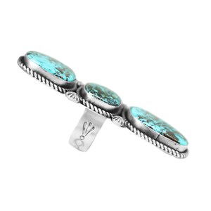 Three Stone Long Kingman Turquoise Ring - Style 1 - Etsy