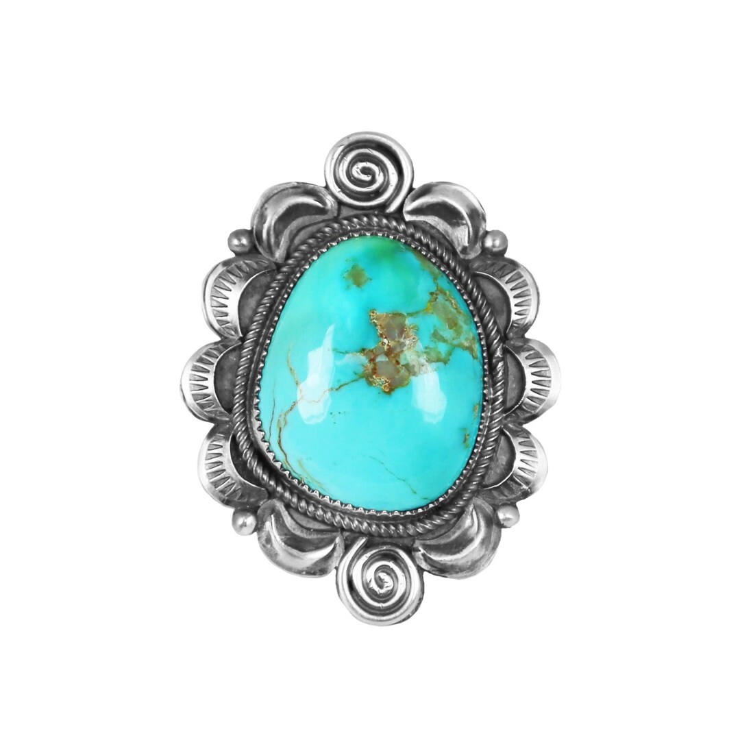 Kingman Turquoise Concho Statement Ring - Etsy