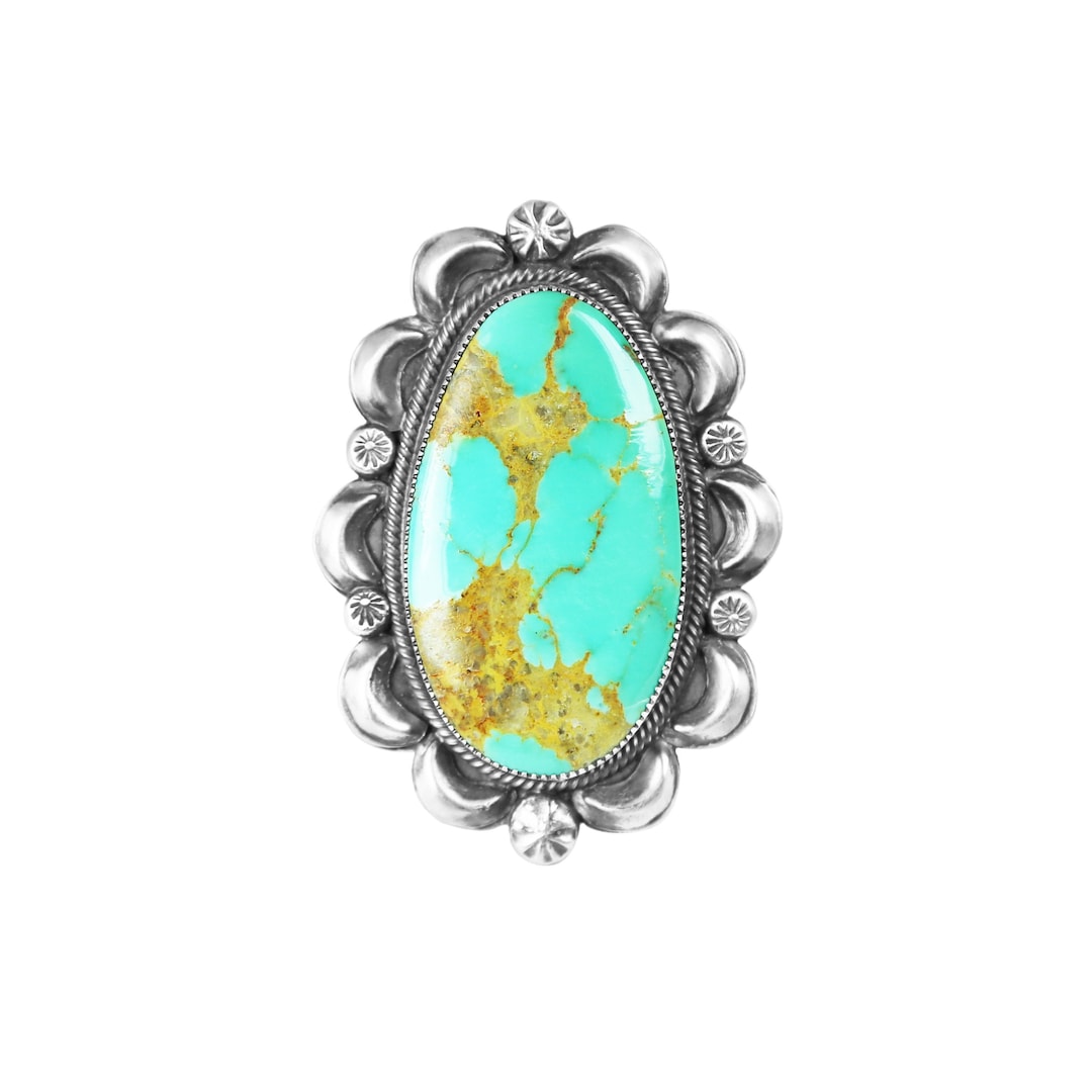 Oval Kingman Turquoise Statement Ring - Etsy